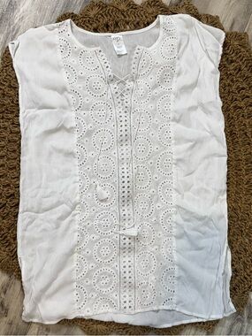 Kona Sol women’s Swim Coverup Eyelet Lace-Up Tunic by Kasil